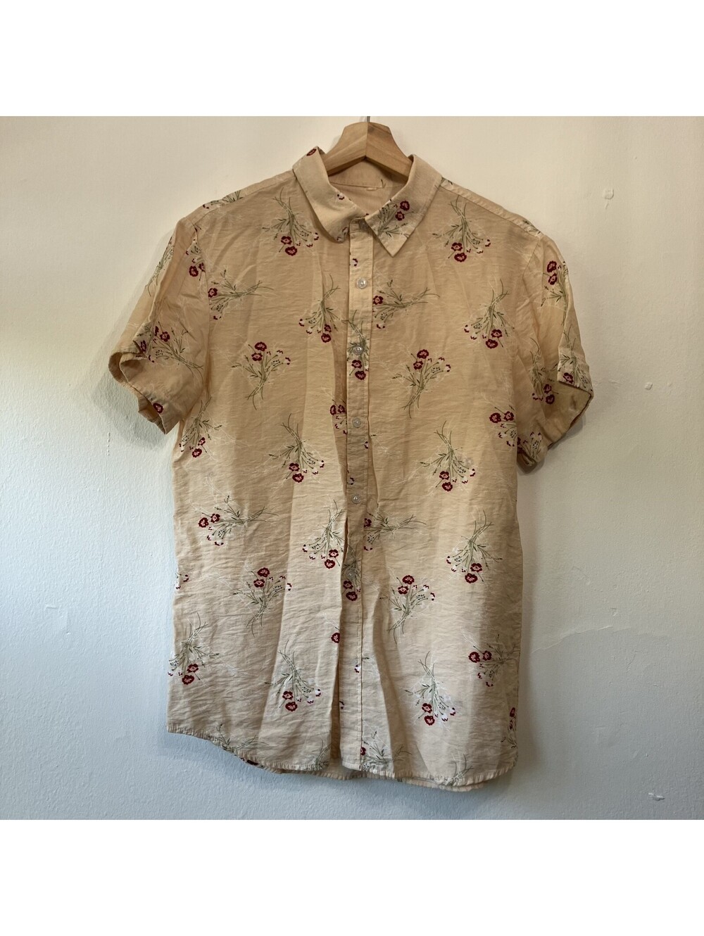 Button Up Ditsy Floral Shirt Flowy Lightweight Old School Dadcore Beachy Medium